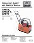 GPR65, GPR68 & GPR77 OPERATOR S SAFETY AND SERVICE MANUAL REVERSIBLE PLATES