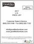 2017 U.S. PRICE LIST. Customer Sales & Service (800) Fax (800)