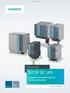 Siemens AG SITOP power supply SITOP DC UPS. Solutions for buffering 24 V in the automation. Edition 11/2017. Brochure. siemens.