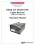 Deep UV Deuterium Light Source. Operation Manual