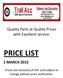 PRICE LIST. Quality Parts at Quality Prices with Excellent service. 1 MARCH 2015