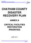CHATHAM COUNTY DISASTER RECOVERY PLAN