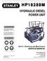 HP18289M HYDRAULIC DIESEL POWER UNIT SAFETY, OPERATION AND MAINTENANCE SERVICE MANUAL WARNING