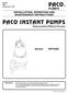INSTALLATION, OPERATION AND MAINTENANCE INSTRUCTIONS PACO INSTANT PUMPS