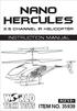 NANO HERCULES ITEM NO INSTRUCTION MANUAL 3.5 CHANNEL IR HELICOPTER AGES 8+