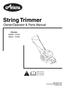 String Trimmer. Owner/Operator & Parts Manual. Models ST ST E 12/00 Supersedes A,B,C,D Printed in USA