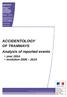 ACCIDENTOLOGY. OF TRAMWAYS Analysis of reported events. year 2014 evolution REPORTS. Ministry of Ecology, Sustainable Development and Energy