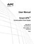 User Manual. Smart-UPS. Uninterruptible Power Supply. 1000/1500 VA 100/120/230 Vac. 750XL/1000XL VA 120/230 Vac. Tower