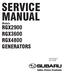 SERVICE MANUAL RGX2900 RGX3600 RGX4800 GENERATORS. Models. PUB-GS2377 Rev. 06/08