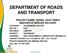 DEPARTMENT OF ROADS AND TRANSPORT