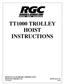 TT1000 TROLLEY HOIST INSTRUCTIONS