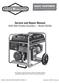 Service and Repair Manual 5500 Watt Portable Generator Model