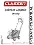 OPERATOR S MANUAL COMPACT AERATOR TA18HD MAN Rev. A Parts Manual