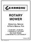 ROTARY MOWER OPERATION, SERVICE & PARTS MANUAL FOR