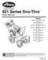 921 Series Sno-Thro. Parts Manual. Models