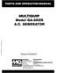 MULTIQUIP Model GA-6HZR A.C. GENERATOR