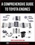 A Comprehensive Guide to Toyota Engines. Contents TOYOTA ENGINE GUIDE... 3 WHAT DO TOYOTA ENGINE CODES MEAN?... 3 TOYOTA ENGINE SUFFIXES...