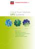 UPS Systems. Critical Power Solutions. Compagnia Tecnica Motori S.p.A.