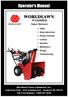 Operator's Manual. WS2690BSE Snow thrower. Safety Setup Instructions Product Overview Controls Operation Maintenance Storage Troubleshooting