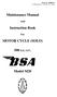 Maintenance Manual. Instruction Book MOTOR CYCLE (SOLO) 500 c.c. s.v. Model M20
