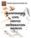 PENNER MANUFACTURING INC. MAINTENANCE LEVEL SERVICE INFORMATION MANUAL