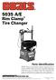 5035 A/E. Rim Clamp Tire Changer. Parts Identification