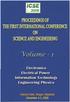 PROCEEDINGS OF THE FIRST INTERNATIONAL CONFERENCE ON SCIENCE AND ENGINEERING. Volume-l