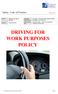 DRIVING FOR WORK PURPOSES POLICY