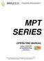 MPT SERIES OPERATING MANUAL. Caution: To Operate this controller safely, use the Safe Operating Area Design Tool Online at