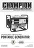 PORTABLE GENERATOR Starting Watts / 1200 Running Watts OWNER S MANUAL & OPERATING INSTRUCTIONS MODEL NUMBER