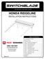 HONDA RIDGELINE INSTALLATION INSTRUCTIONS. (866) RETRACTABLE TRUCK BED COVERS TABLE OF CONTENTS SWH2-1610