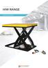 LIFTING EQUIPMENT lift tables HIW RANGE. Ergox hygraulic single scissor lift tables PRODUCT SPECIFICATIONS