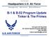 B-1 & B-52 Program Update Tinker & The Primes