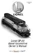 /98. Lionel GP-20 diesel locomotive Owner s Manual. featuring. and