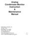 Analog Condensate Monitor Instruction & Maintenance Manual