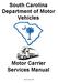 South Carolina Department of Motor Vehicles. Motor Carrier Services Manual