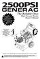 2500PSI GENERAC. The Reliable Ones. High Pressure Washer Owner s Manual
