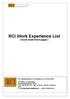 RCI Work Experience List (Cover sheet total 8 pages )