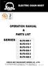 OPERATION MANUAL & PARTS LIST SERIES: