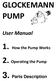 GLOCKEMANN PUMP. User Manual. 1. How the Pump Works 2. Operating the Pump 3. Parts Description