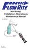 Mini Pump Installation, Operation & Maintenance Manual. For Models: BA-MS-633