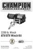 ATV/UTV Winch Kit lb. Winch OWNER S MANUAL. SAVE THESE INSTRUCTIONS Important Safety Instructions are included in this manual.