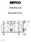 BEFCO. Parts Price List. December 2014