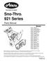Sno-Thro 921 Series. Parts Manual. Models B 6/12 Printed in USA