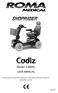 Cadiz. Model: S-889SL USER MANUAL. Please ensure that this manual is read and understood before using the scooter.