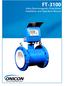FT-3100 ONICON. Inline Electromagnetic Flow Meter Installation and Operation Manual. Flow and Energy Measurement