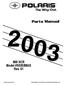 800 XCR Model #S03SB8AS Rev. 01. E 2002 Polaris Sales Inc. PARTS MANUAL PN and MICROFICHE PN /03