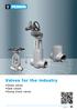 Valves for the industry. n Globe valves. n Gate valves. n Swing check valves