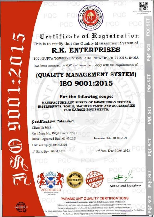 conforms to ISO 9001: 2015 R.