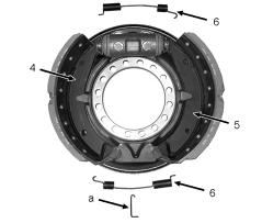 The web plate of the brake shoes (4, 5) must be in the gap in the brake calliper